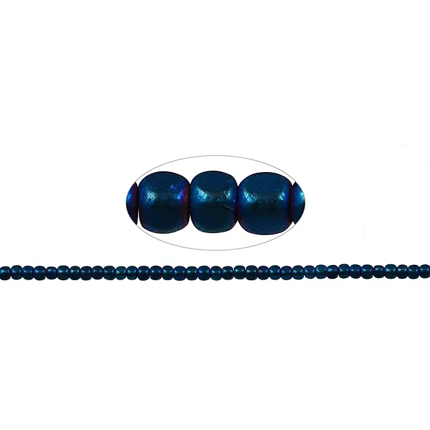 Stringed beads rounded, hematin blue (dyed), 03mm, matt | Marco Schreier