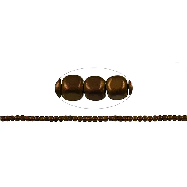 Strand cube rounded, hematin brown (dyed), matt, 03x03mm | Marco Schreier