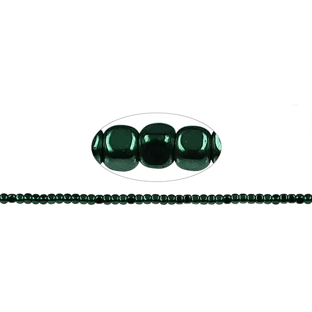 Strand cube rounded, hematin green (dyed), 03 x 03mm | Marco Schreier