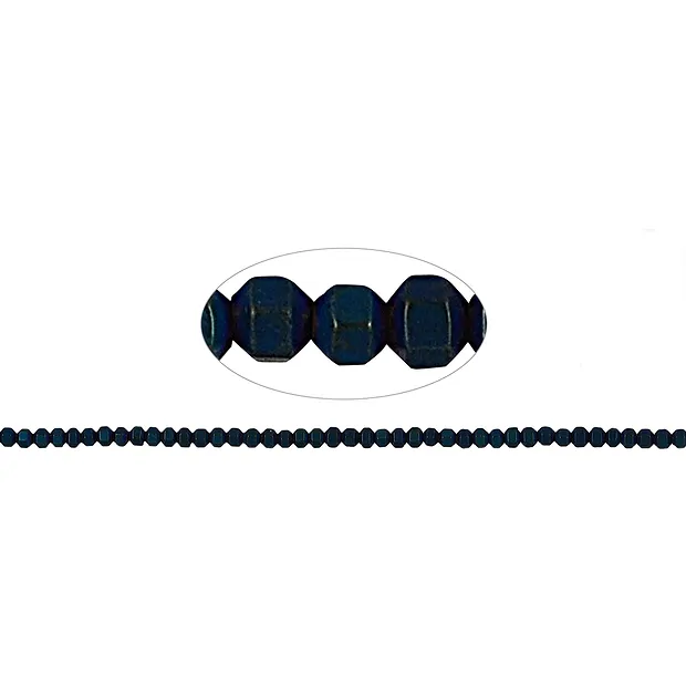 Strand hexagon, hematin blue (dyed), matt, faceted, 02mm | Marco Schreier
