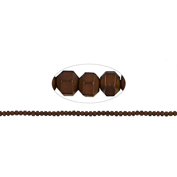 Stringed beads, hematin brown (dyed), 02mm, faceted | Marco Schreier