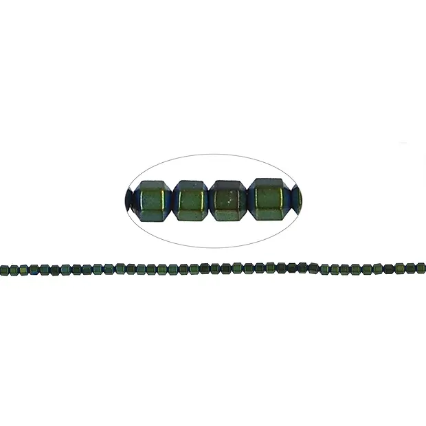 Rang de collier, Hexagon, Hématine verte (teintée), mat, 02mm | Marco Schreier