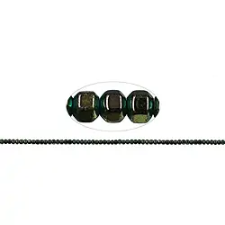 144210206223 Strand cube faceted, hematin green (dyed), shiny, 02mm | Marco Schreier