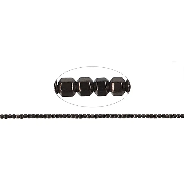 Strang Hexagon, Hämatin coffee (gef.), 02mm | Edelsteine, Heilsteine & Schmuck