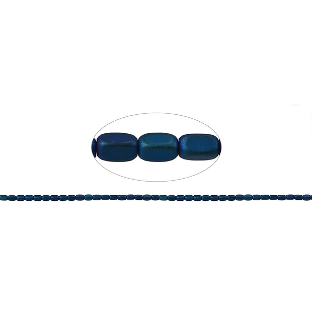 Cordón cuboide redondeado, azul hematina (teñido) mate, 05 x 03mm | Marco Schreier