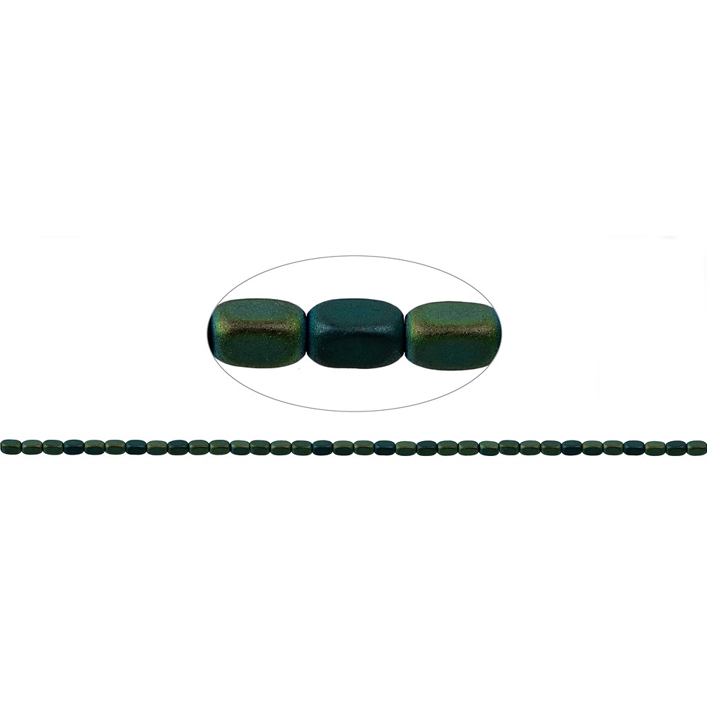 Rang de collier arrondi, hématite bleu-vert (teintée) mat, 05 x 03mm | Marco Schreier