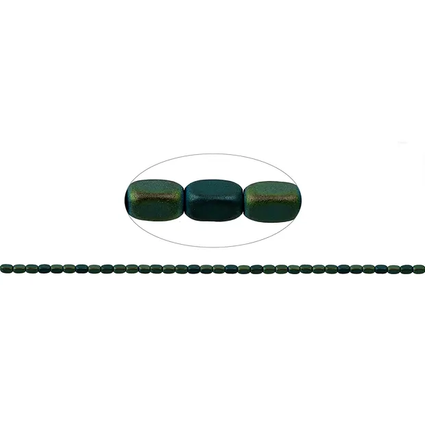 Filamento cuboide redondeado, azul verdoso hematínico (teñido) mate, 05 x 03mm | Marco Schreier