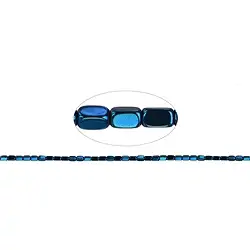 144210206622 Cordón cuboide redondeado, azul hematina (teñido), 05 x 03mm | Marco Schreier