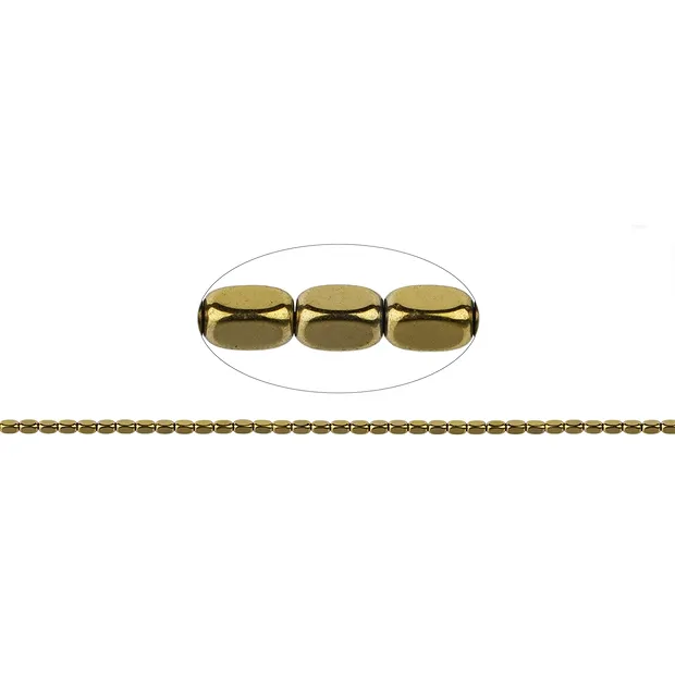Strang Quader gerundet, Hämatin gold (gef.), 05 x 03mm | Marco Schreier