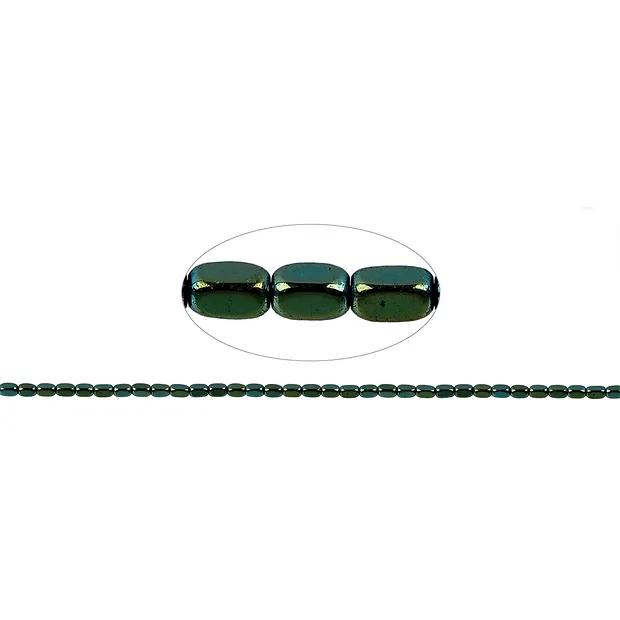 Rang de colliers arrondi, hématite bleu-vert (teintée), 05 x 03mm | Marco Schreier