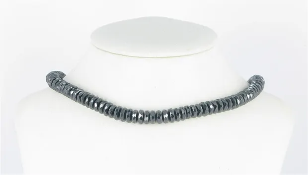 Strand button, hematine, faceted, 08mm | Schreier gems, healing stones & jewelry