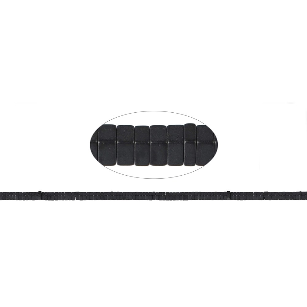 Strand cuboid, hematin matt, 01 x 02 x 02mm | wholesaler gems & healing stones