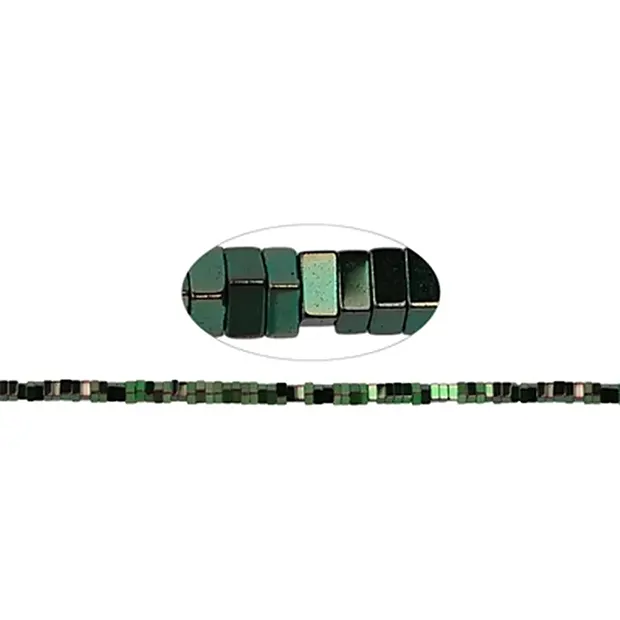 Rang de colliers, hématite bleu-vert (teintée), 01 x 02 x 02mm | Marco Schreier