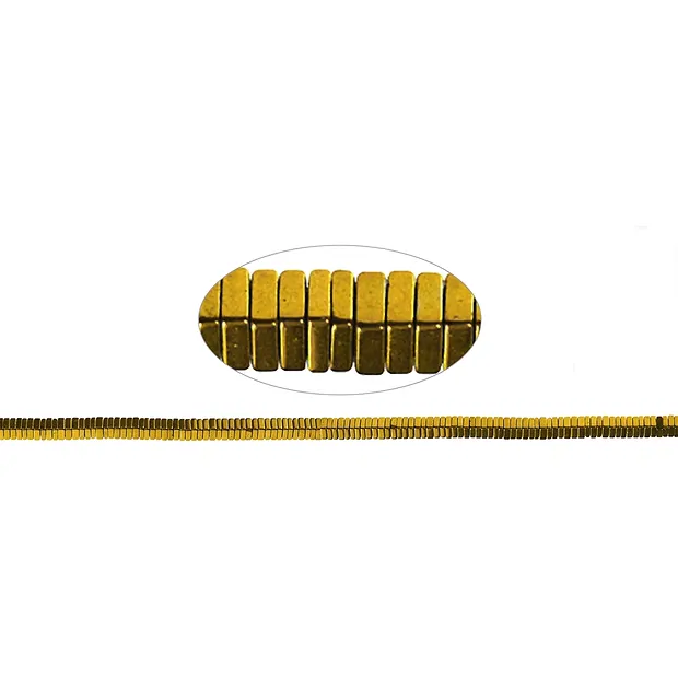 Rang de collier carré, hématite Or (teintée), 03 x 03mm | Marco Schreier