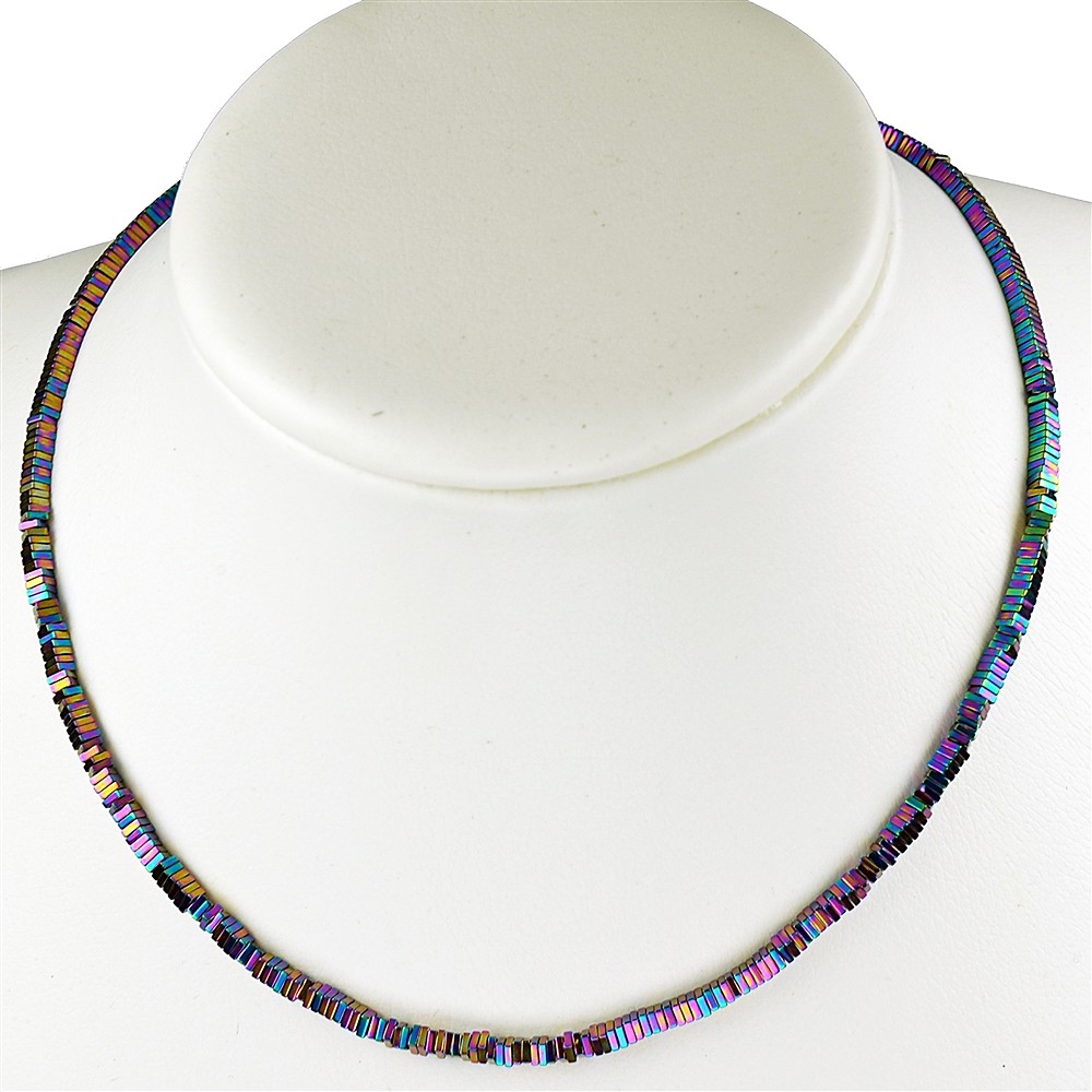 Rang de colliers carré, hématite multicolore (teintée), 03 x 03mm | Marco Schreier