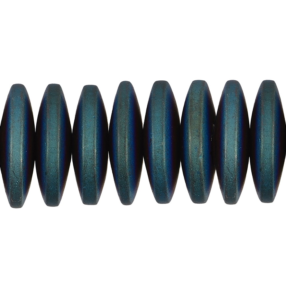 Strand button, hematin blue-green (dyed) matt, 03 x 12mm | Marco Schreier