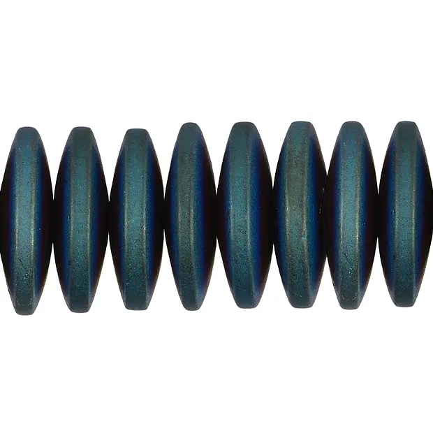 Strand button, hematin blue-green (dyed) matt, 03 x 12mm | Marco Schreier