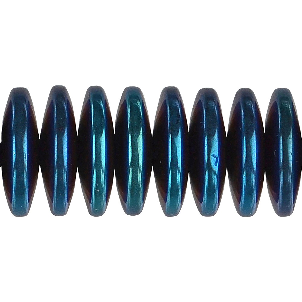Rang de colliers Boutons, hématite bleue (teintée), 03 x 12mm | Marco Schreier