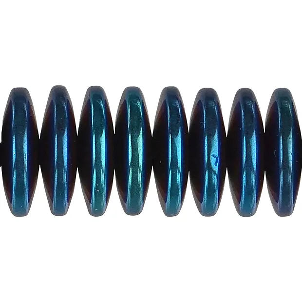 Rang de colliers Boutons, hématite bleue (teintée), 03 x 12mm | Marco Schreier