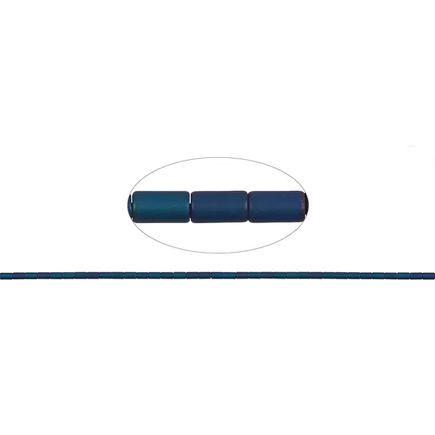 Cilindro a trefoli, blu ematico (colorato) opaco, 05 x 03 mm | Marco Schreier