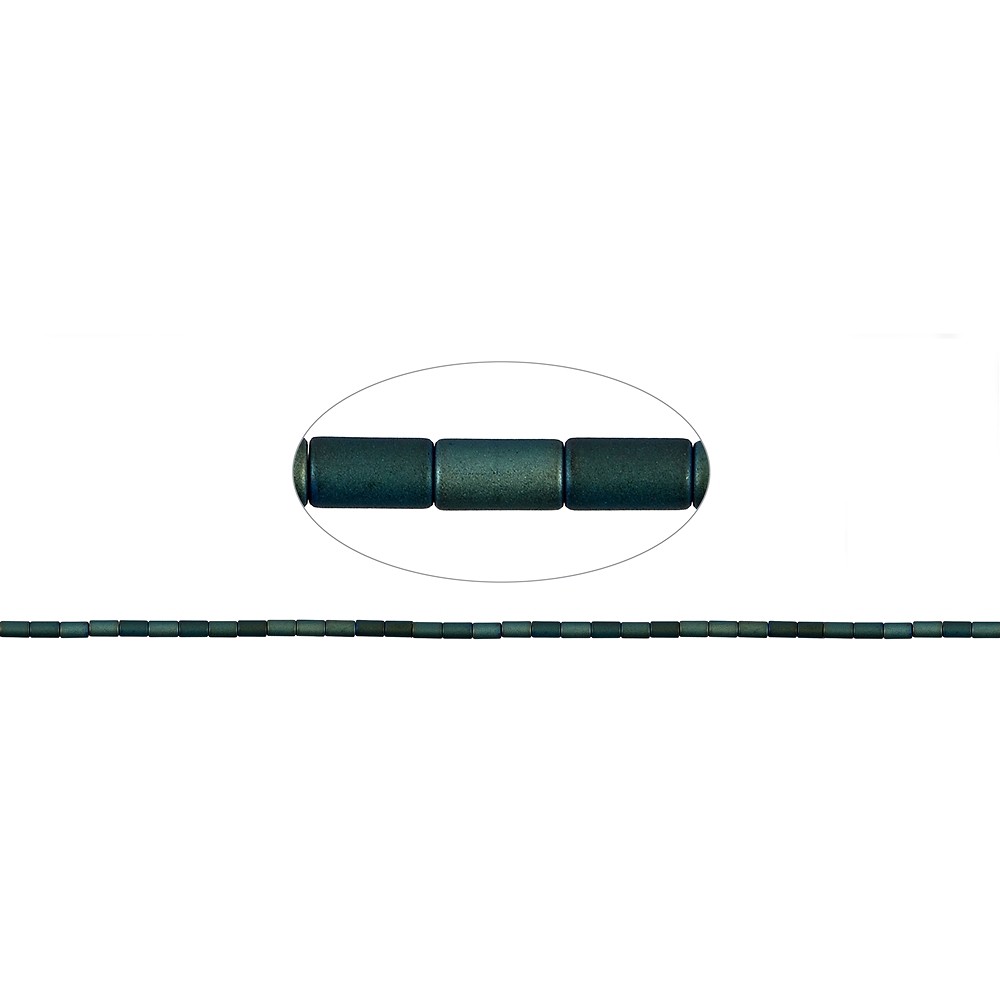 Strang Zylinder, Hämatin blau-grün (gef.) matt, 05 x 03mm | Marco Schreier