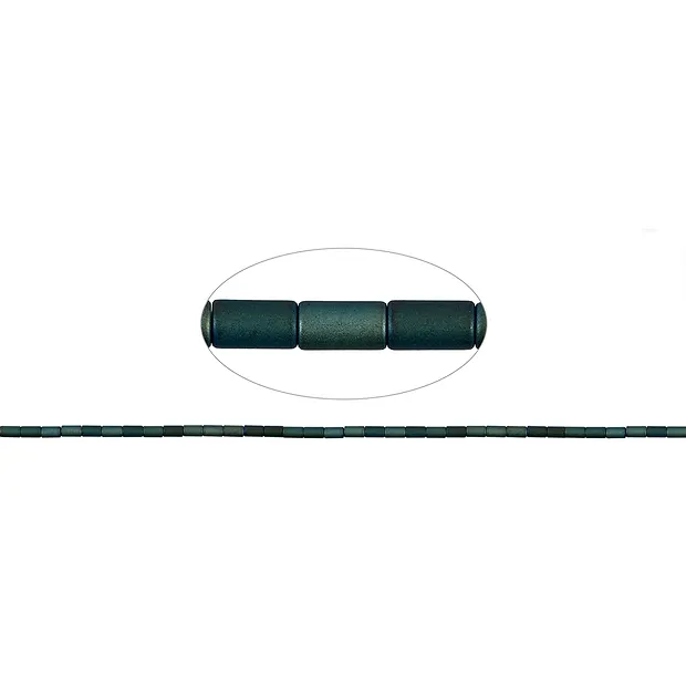 Cilindro a trefoli, blu-verde ematico (colorato) opaco, 05 x 03 mm | Marco Schreier