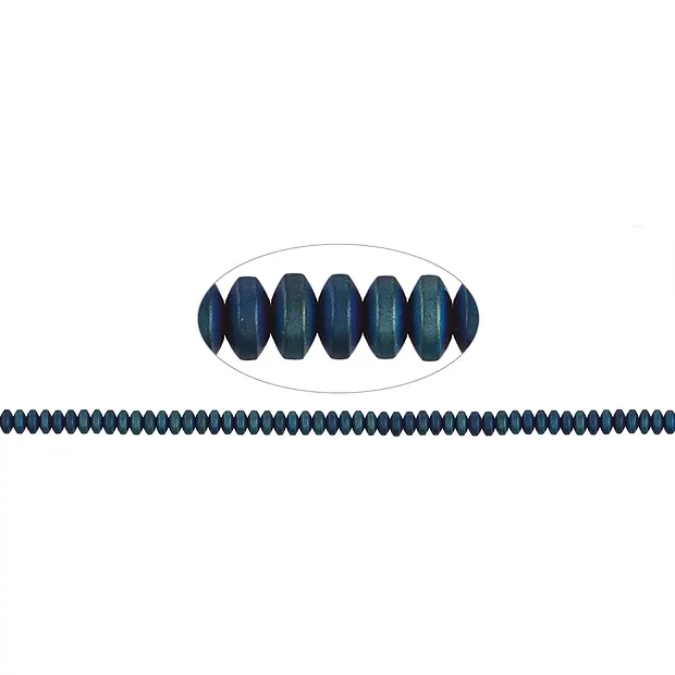Rang de colliers Boutons, hématite bleue (teintée) mate, 02 x 04mm | Marco Schreier