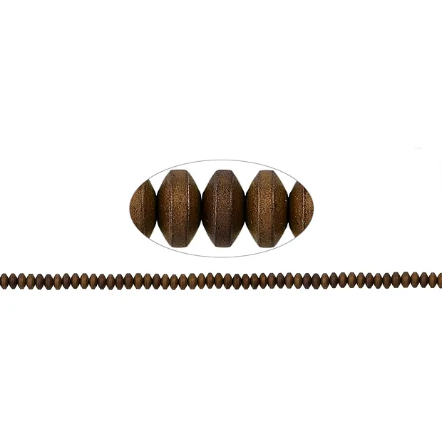 Strand button, hematin brown (dyed) matt, 02 x 04mm | Marco Schreier