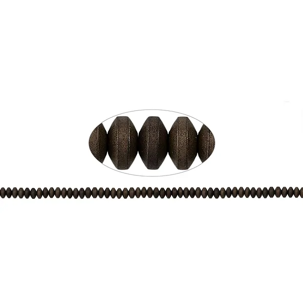 Strand button, hematin coffee (dyed) matt, 02 x 04mm | Marco Schreier