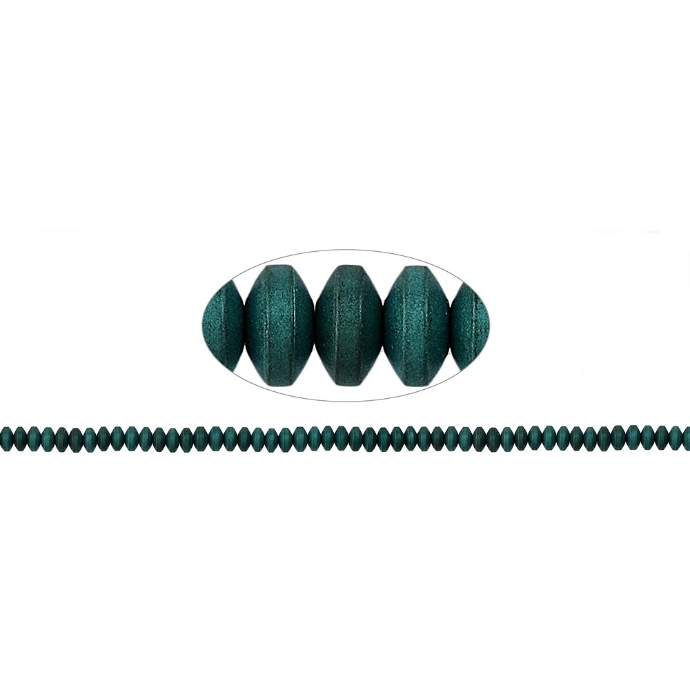 Strand button, hematin blue-green (dyed) matt, 02 x 04mm | Marco Schreier