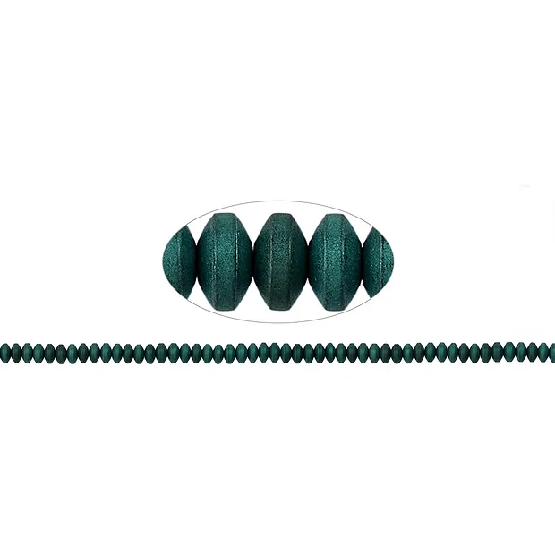 Rang de collier Boutons, hématite bleu-vert (teintée) mat, 02 x 04mm | Marco Schreier