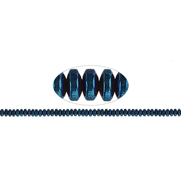 Rang de colliers Boutons, hématite bleue (teintée), 02 x 04mm | Marco Schreier