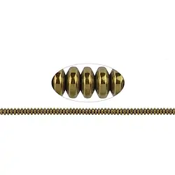 144210401525 Strang Button, Hämatin gold (gef.), 02 x 04mm | Edelsteine, Heilsteine & Schmuck