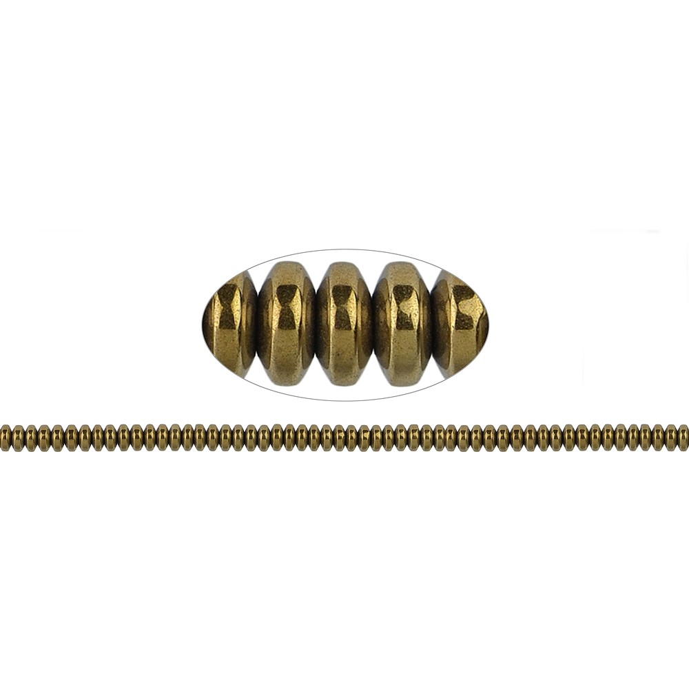 Strand button, hematin gold (dyed), 02 x 04mm | wholesaler gems & healing stones