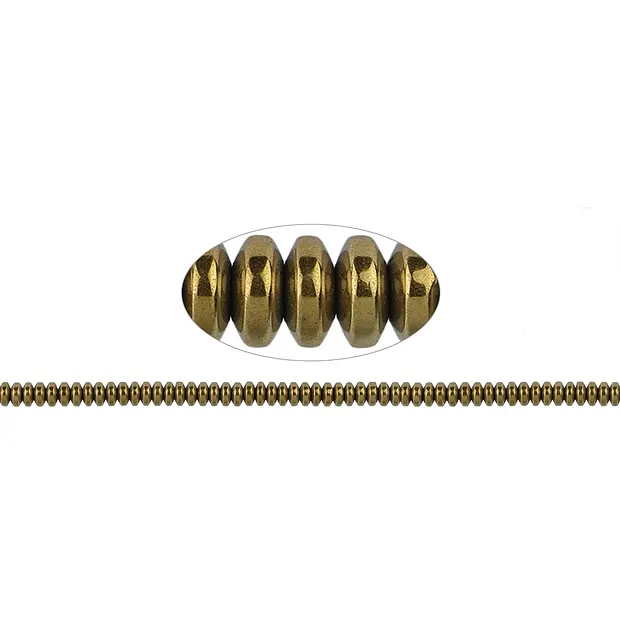 Strang Button, Hämatin gold (gef.), 02 x 04mm | Edelsteine, Heilsteine & Schmuck