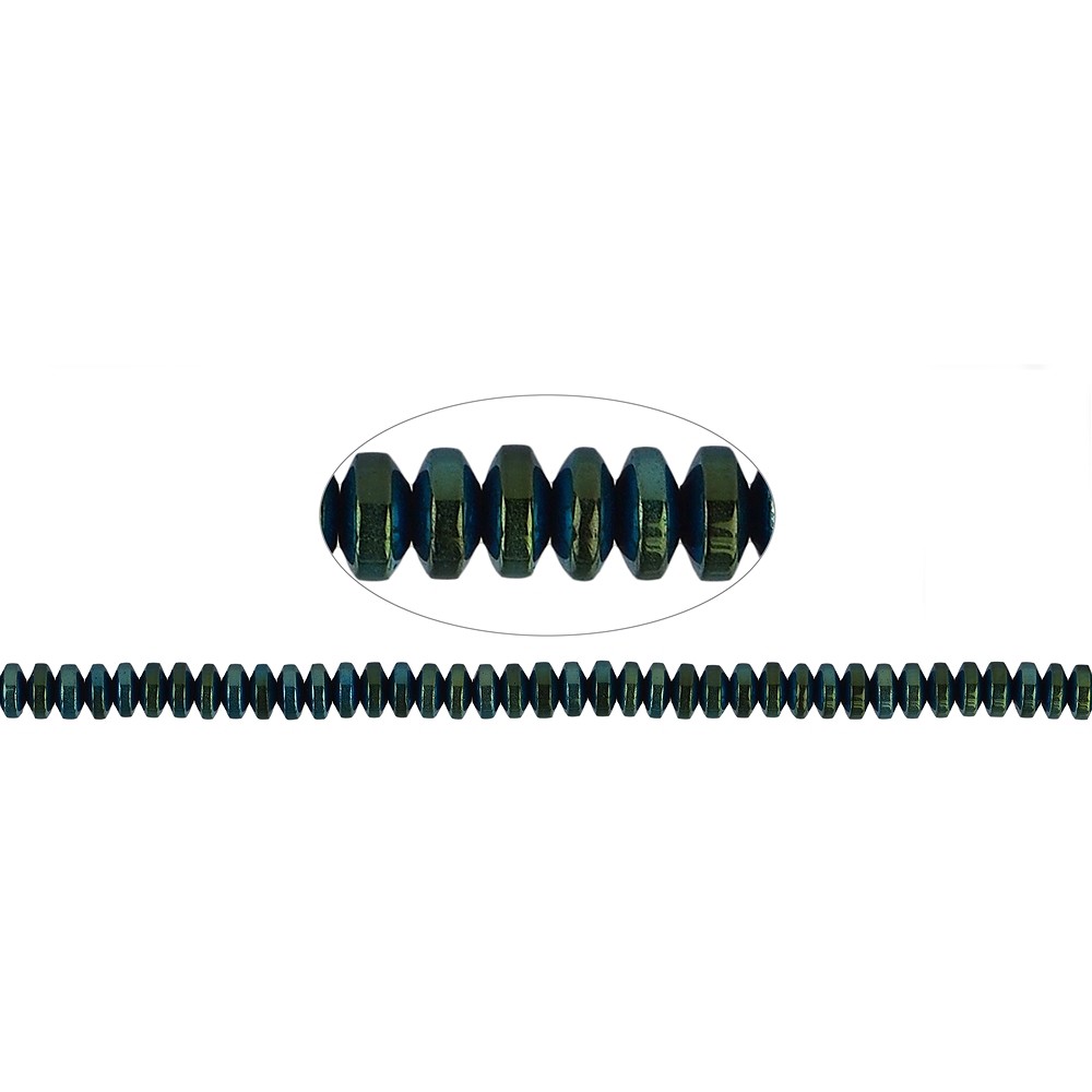 Bottone a filo, ematina blu-verde (colorata), 02 x 04 mm | Marco Schreier