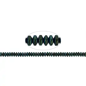 Strang Button, Hämatin blau-grün (gef.), 02 x 04mm | Marco Schreier