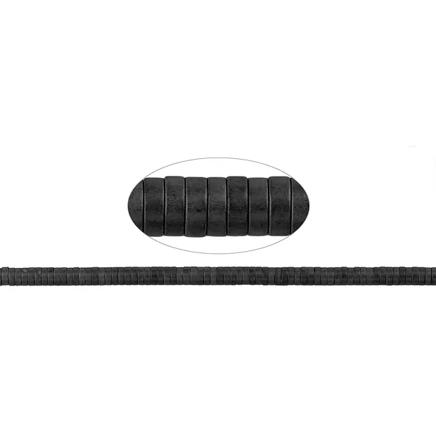 Rang de colliers cylindriques (Heisihi), hématite mate, 01 x 03mm | Marco Schreier