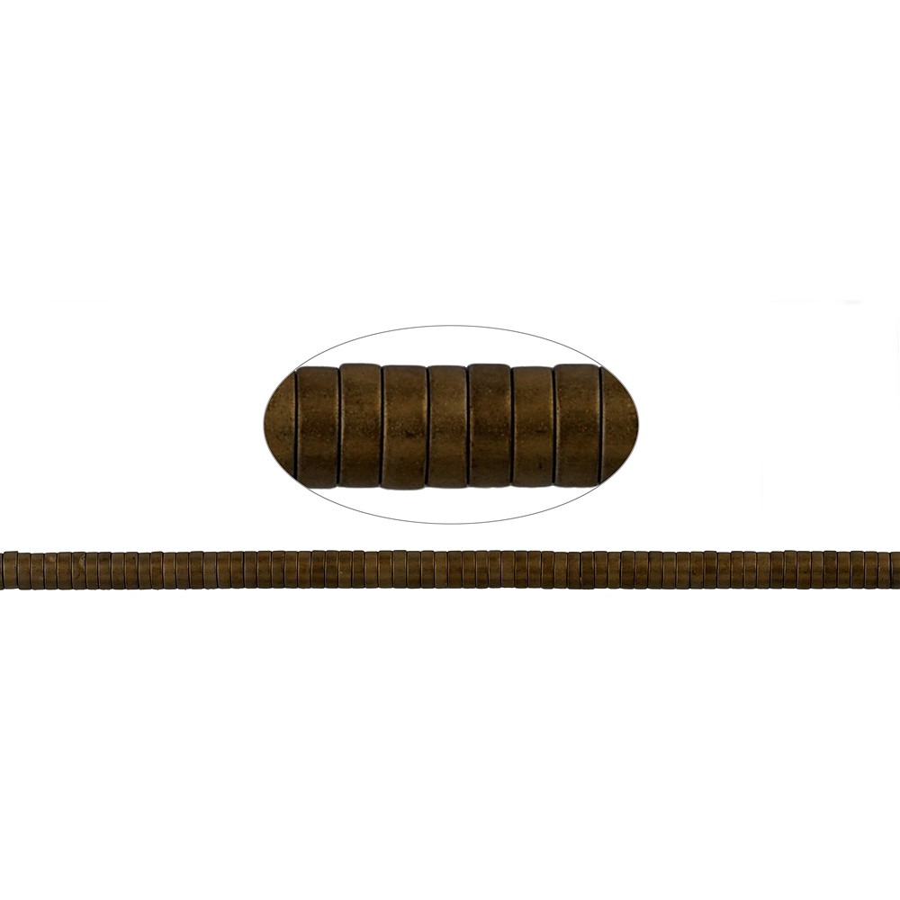 Rang de collier (Heisihi), hématite brune (teintée) mate, 01 x 03mm | Marco Schreier
