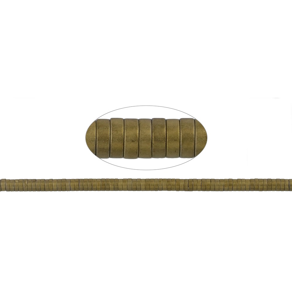 Strang Zylinder (Heisihi), Hämatin gold (gef.) matt, 01 x 03mm | Marco Schreier