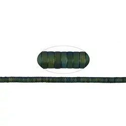 144210406517 Rang de collier (Heisihi), hématite bleu-vert (teintée) mat, 01 x 03mm | Marco Schreier