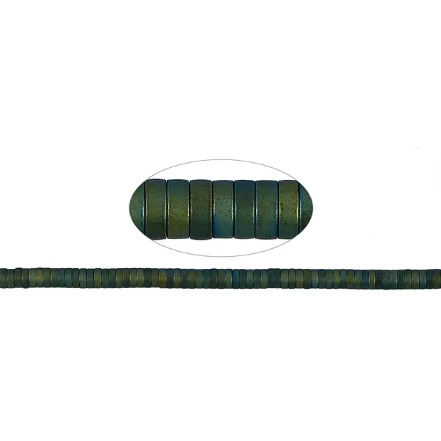 Rang de collier (Heisihi), hématite bleu-vert (teintée) mat, 01 x 03mm | Marco Schreier