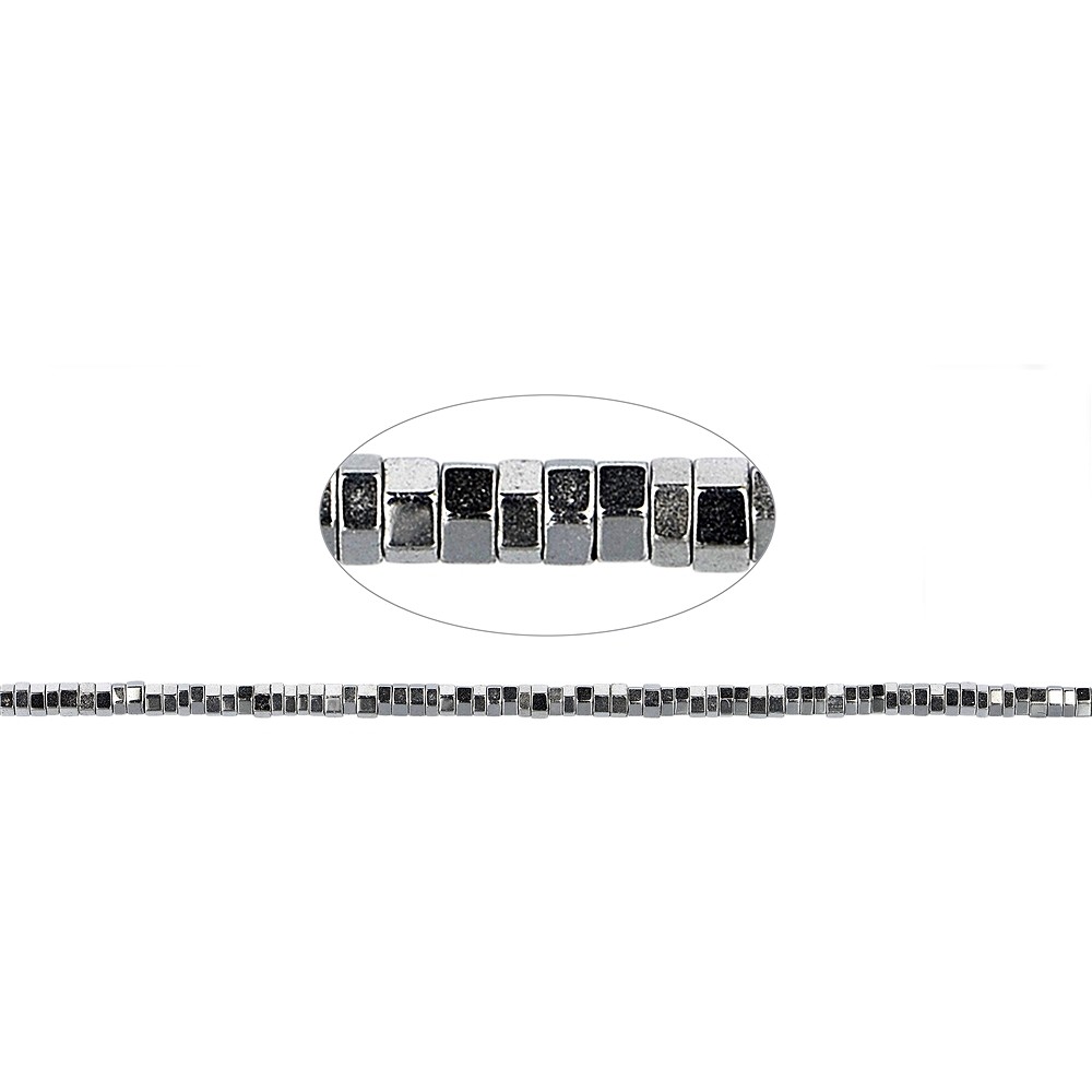 Strang Zylinder (Heisihi), Hämatin silber (gef.), facettiert, 01 x 02mm | Marco Schreier