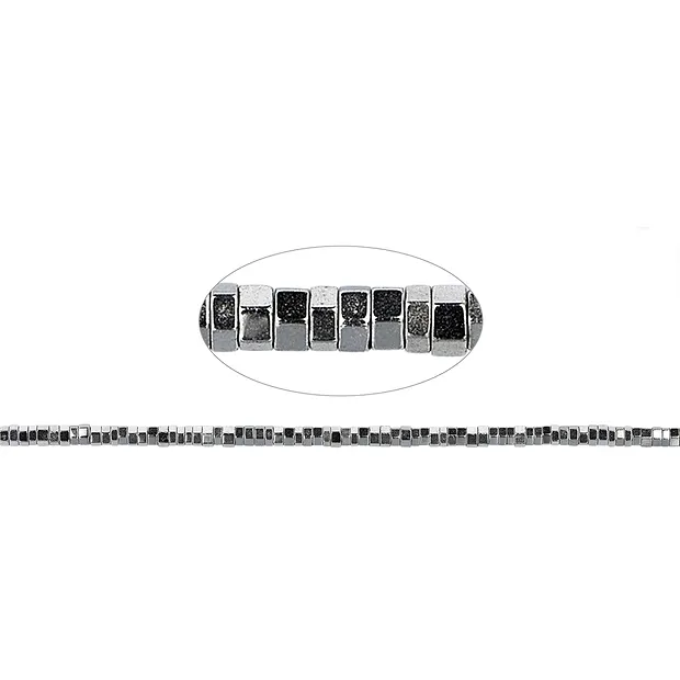 Rang de collier (Heishi), hématine argentée (teintée), facetté, 01 x 02mm | Marco Schreier