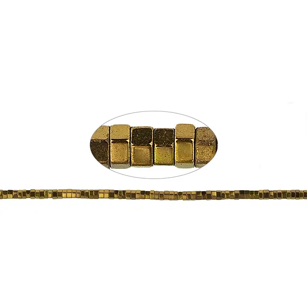 Strand cylinder (Heisihi), hematin gold (dyed), faceted, 01 x 02mm | Marco Schreier