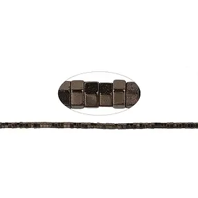 Stringed beads cylinder (Heishi), hematin coffee (dyed), faceted, 01 x 02mm | Marco Schreier
