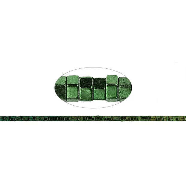 Strand cylinder, hematin blue-green (dyed), faceted, 01 x 02mm | Marco Schreier