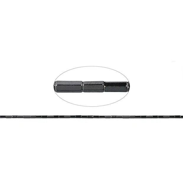 Strang Zylinder facettiert, Hämatin poliert, 04 x 02mm | Marco Schreier