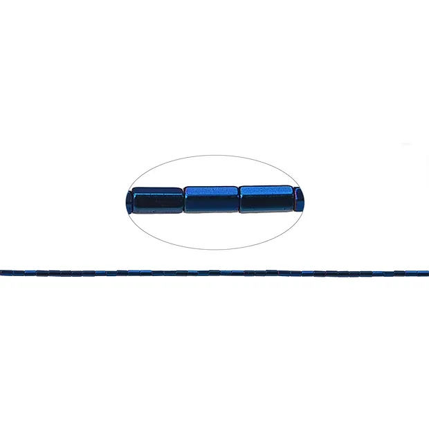 Strang Zylinder facettiert, Hämatin blau (gef.), 04 x 02mm | Marco Schreier