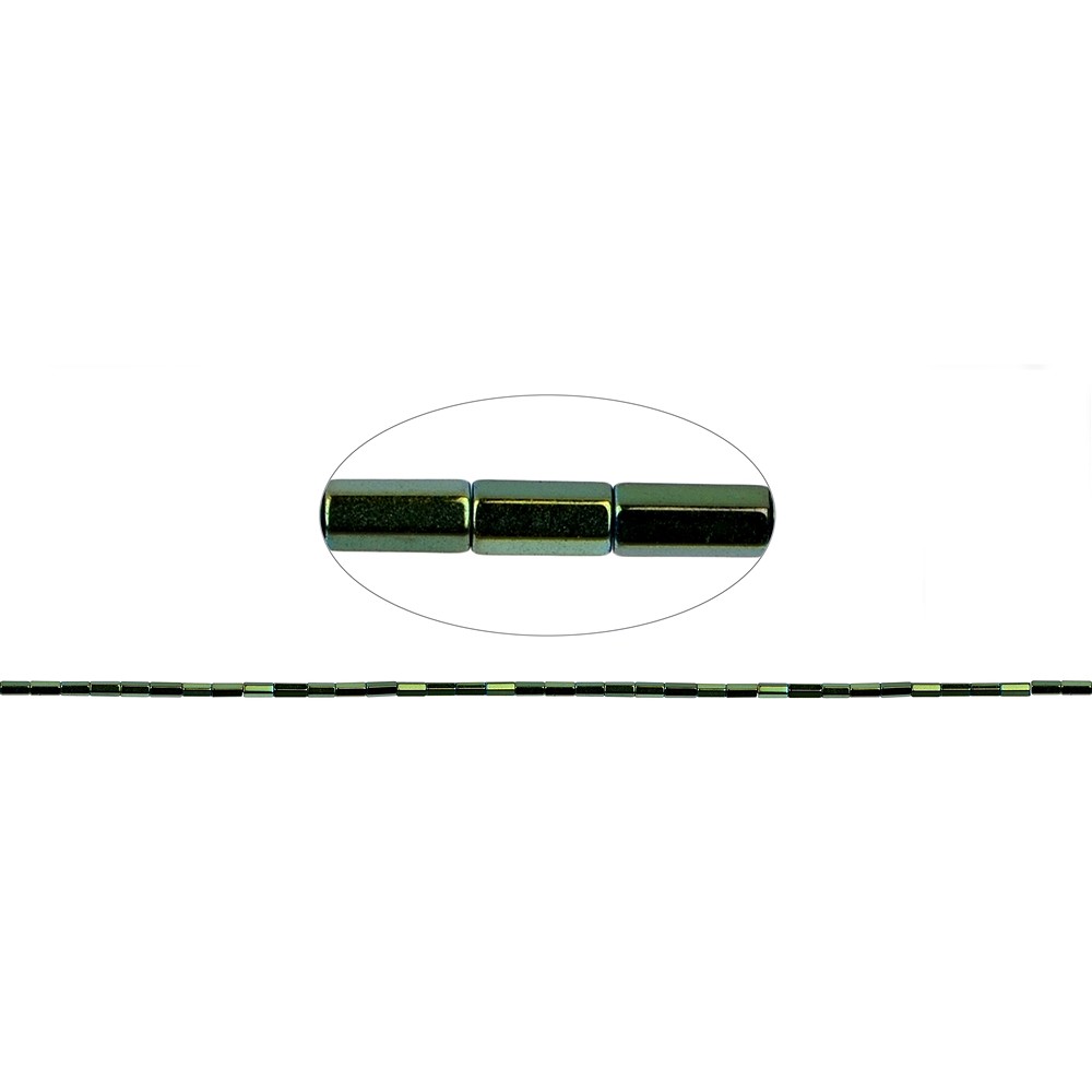 Strang Zylinder facettiert, Hämatin blau-grün (gef.), 04 x 02mm | Marco Schreier
